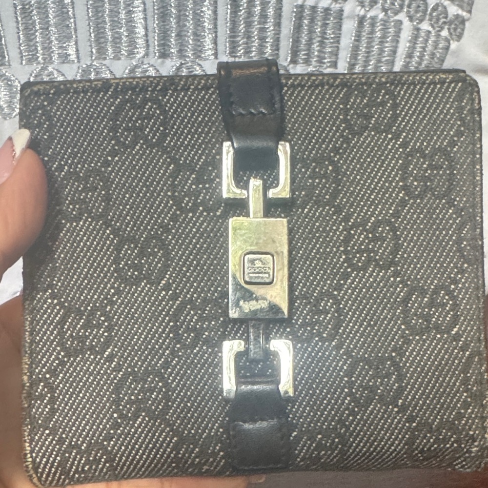 Gucci Black and Silver Monogram Wallet